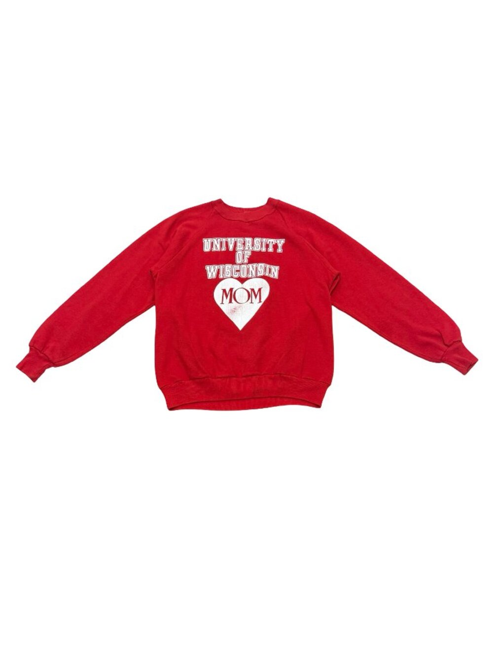 Vintage 1970s University of Wisconsin Mom Crewneck Sweatshirt Red USA Made